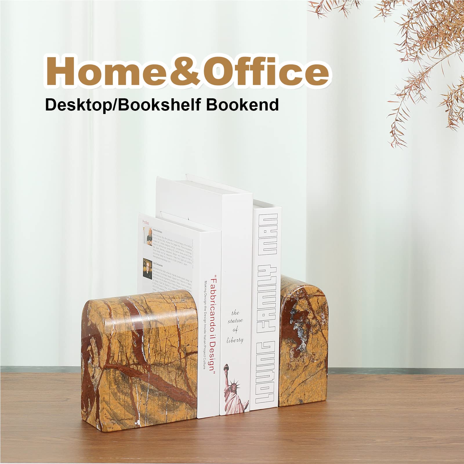 Amazon.com: Koville Indian Natural Marble Bookends for Shelves